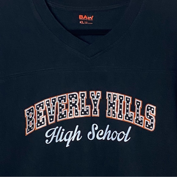 Beverly Hills High School Bejeweled Jersey Style 100% Cotton V-neck T-Shirt - Picture 4 of 6